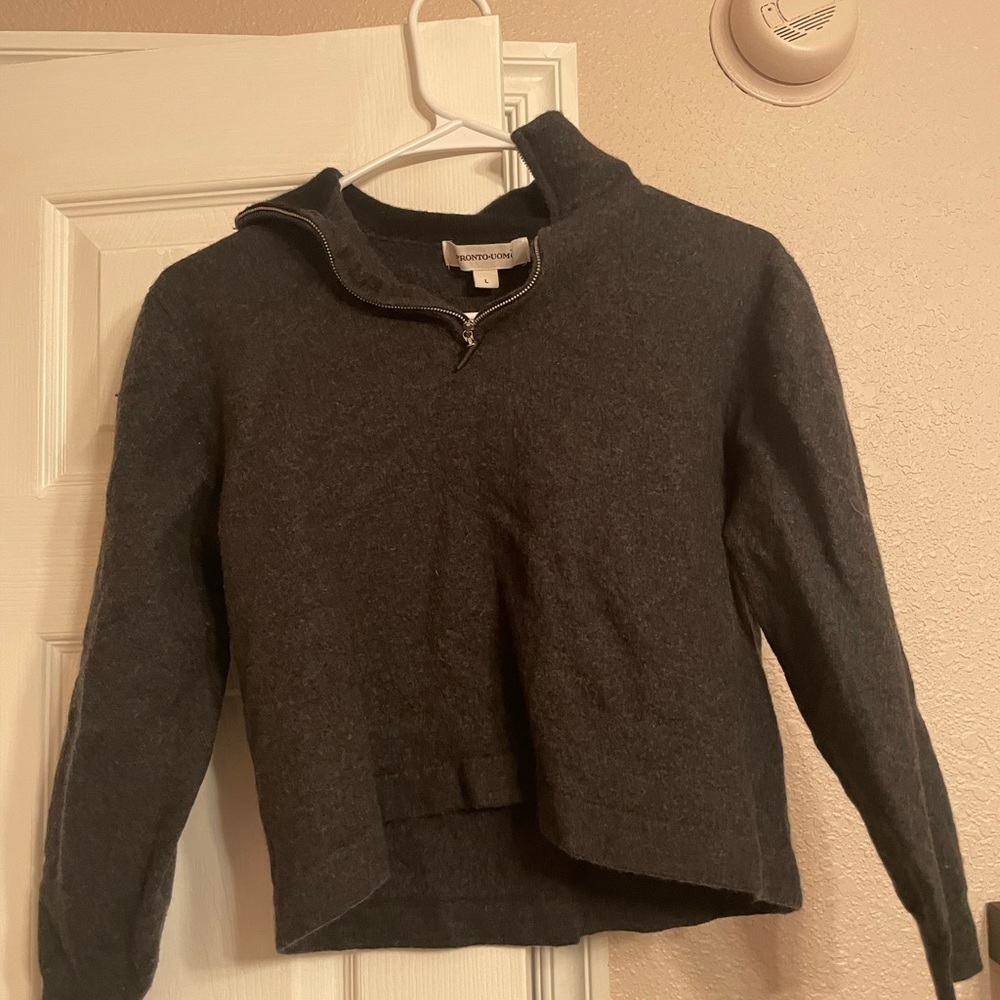 Pronto-Uomo Gray Quarter zip-up